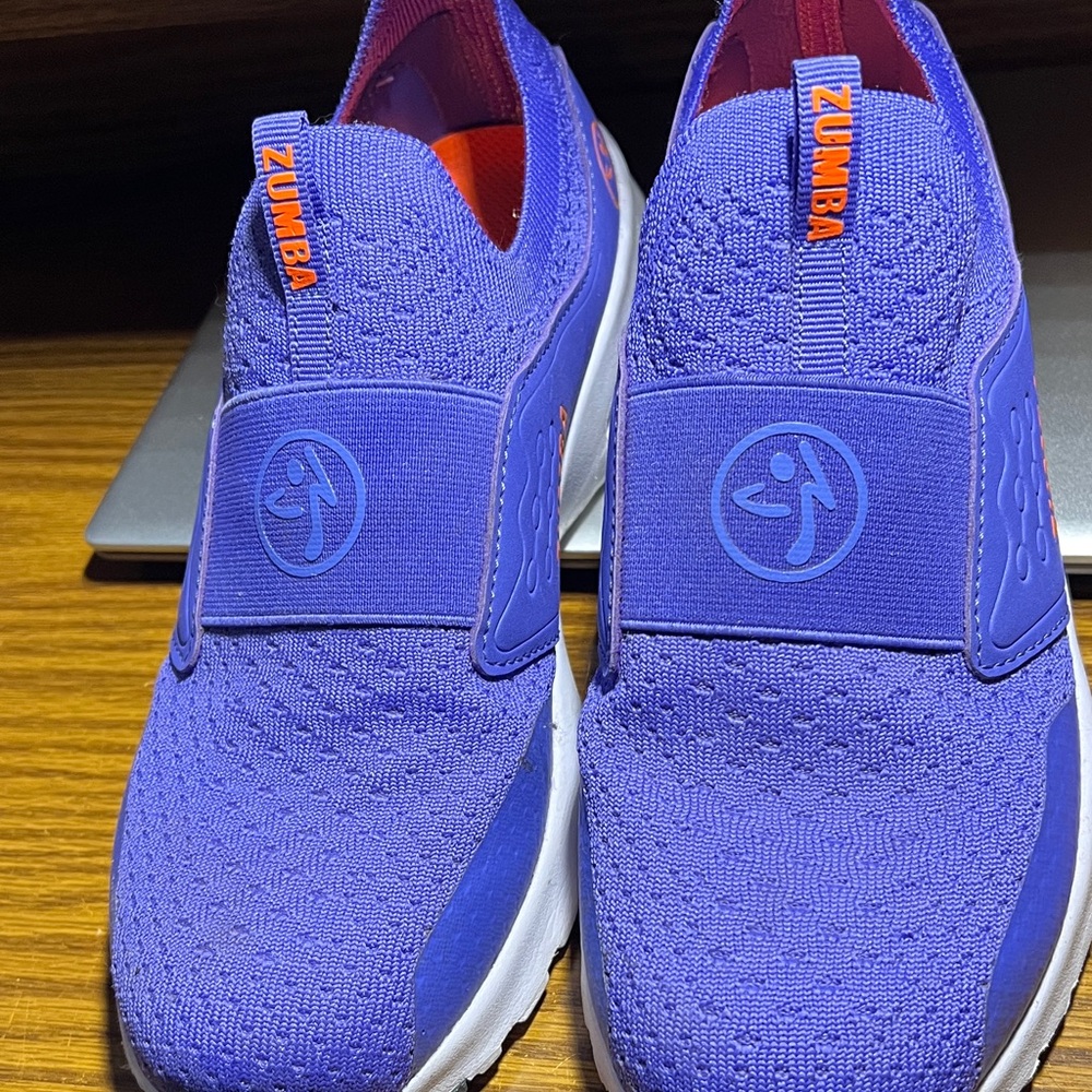 Zumba Fitness Purple Slip-On Dance Sneakers with Orange Pull Tabs